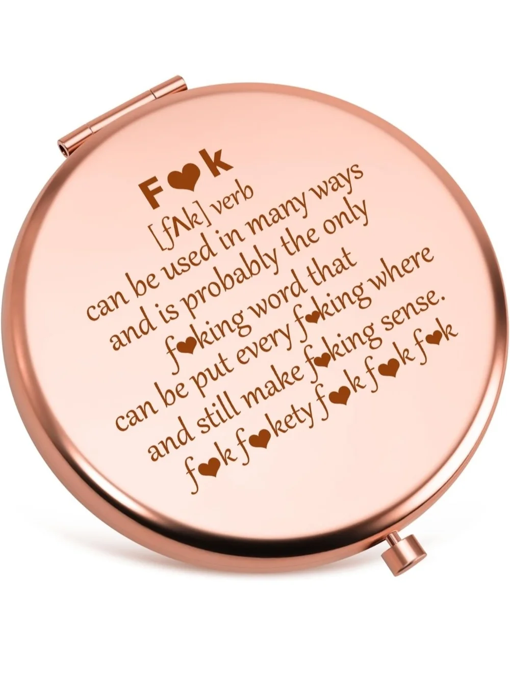 F*ck Rose Gold Compact Mirror Funny Gift For Foul Mouth Friend